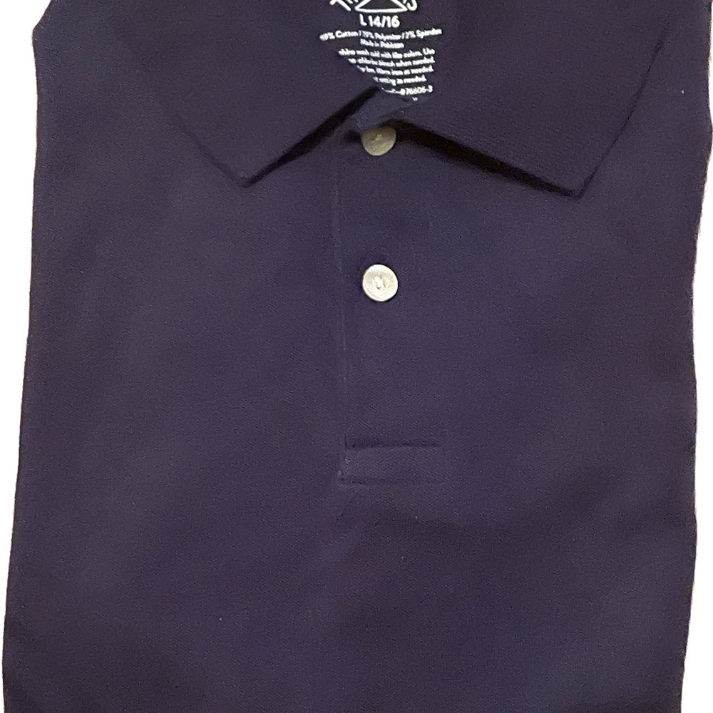 💙Boys Polo Style Shirt. Navy Blue. Size L 14/16. Great Used condition. - Picture 2 of 4